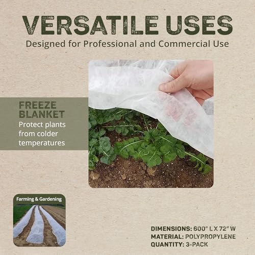DeWitt Supreme Crop Protection Fabric, 1.5 oz, White, 6' x 50' - Frost & Freeze Blanket for Flowering Annuals, Vegetables & Bedding Plants, Extends Growing Season