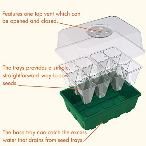 Gardzen 10 Pack Seed Starter Trays with Dome and Green Base 120 Cell