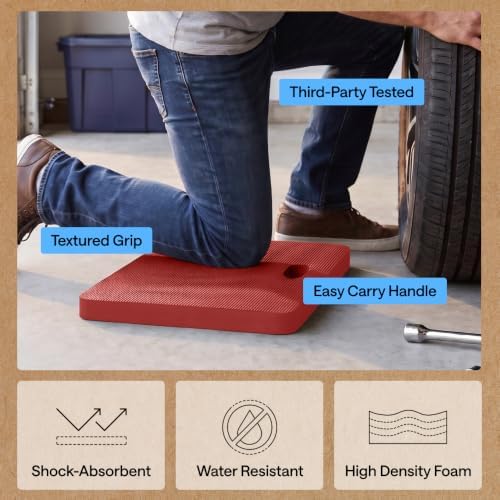 GORILLA GRIP® Extra Thick Foam Kneeling Pad for Gardening, 17.5x11 Red