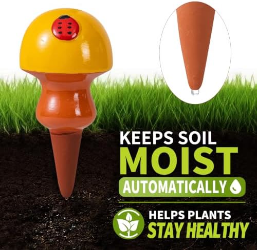 4PCS Terracotta Self Watering Globes, Automatic Plant Watering Bulbs - Vacation Watering Spikes System, Self Watering Devices for Indoor and Outdoor Plants - Mushroom Shape