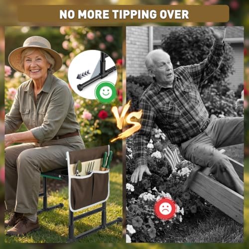 Garden Kneeler and Seat for Seniors – Heavy Duty Anti-Tip Gardening Stool