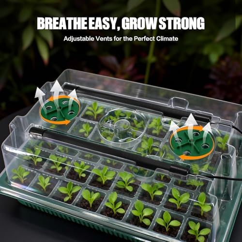 2 Pack 80 Cell Seed Starter Tray with Grow Light & Humidity Dome