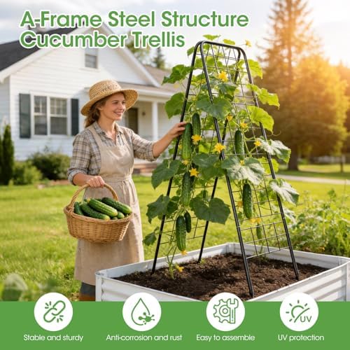 Heavy Duty Cucumber Trellis, 50" x 17" Trellis for Climbing Plants Outdoor