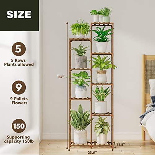 Bamworld 62 " Tall Plant Stand for Indoor Plants Outdoor Corner Plant Shelf