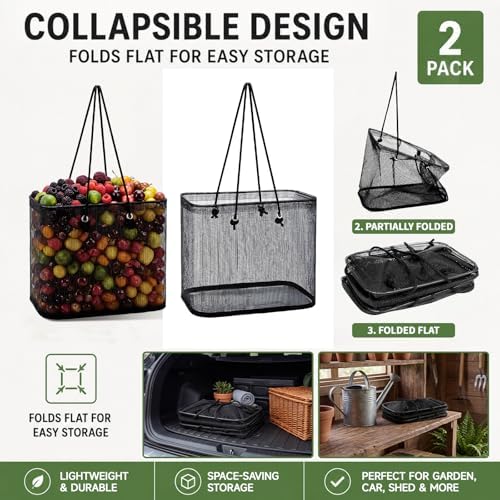 2 Pack Fall Thanksgiving Berry Picking Basket Black Garden Harvest Basket