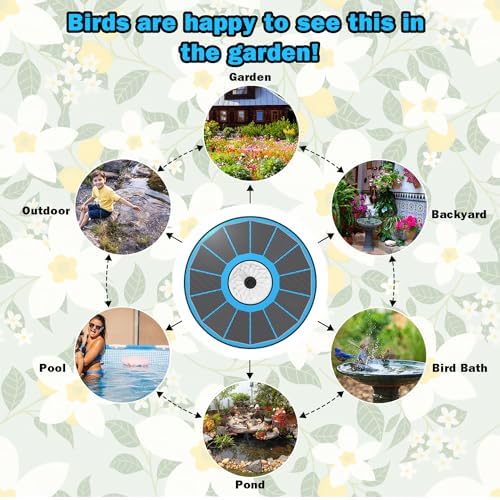 Yzert Solar Fountain 3.5W Glass, 7 Nozzles/4 Rods, No Battery, Bird Bath