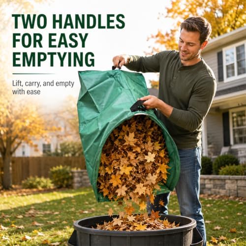 50 Gallon Leaf Bag with Rigid Opening, Reusable Yard Collector