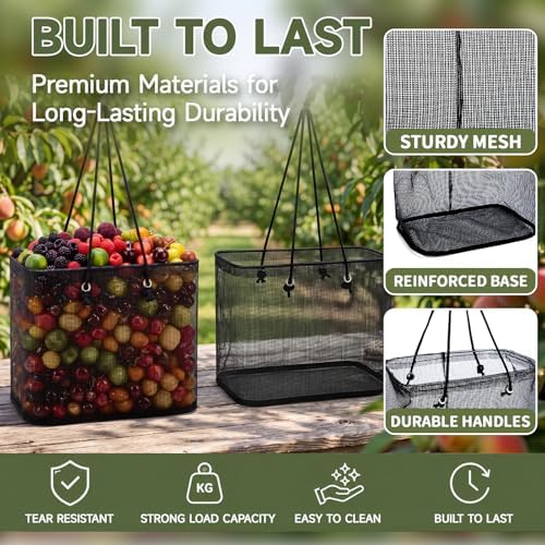 2 Pack Fall Thanksgiving Berry Picking Basket Black Garden Harvest Basket
