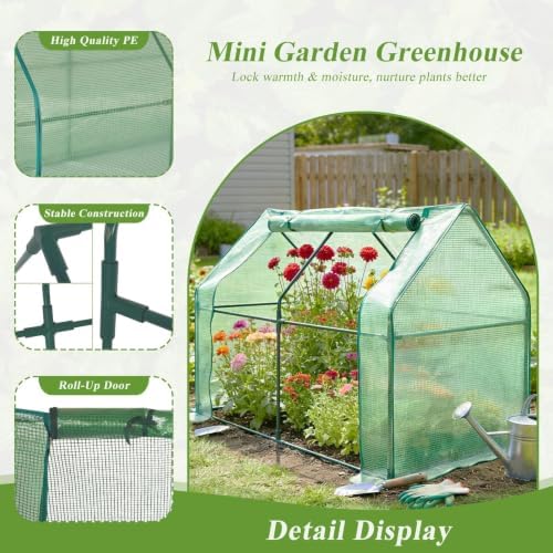 Portable Cold Frame Greenhouse with Green PE Cover - 6 x 3 x 4ft