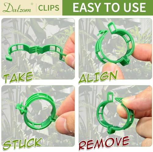 Dalzom® 300Pcs Tomato Clips, Plastic Trellis Clips Plant Support Clips, Plant Clips for Support, Grape Vine, Tomato Vine, Vegetables Plants, Garden Clips to Grow Upright Makes Plants Healthier (Green)