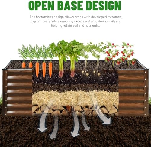 Galvanized Raised Garden Bed 8x4x2FT Outdoor Large Metal Planter Box Steel Kit for Planting Vegetables, Flowers