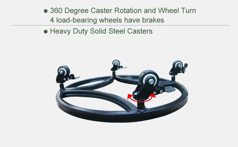 Zhongma 1 Pack Round Plant Caddy with Wheels, Dia.15"x3.5" H Easy Assembly