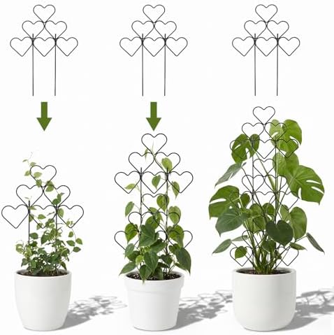 ZOUTOG 15 Inch Trellis for Climbing Plants Outdoor 9 Pack,Rustproof Metal Garden Trellis for Potted Plants,Sturdy Houseplant Support Indoor Outdoor for Ivy Pothos Monstera Hoya Flower Vine
