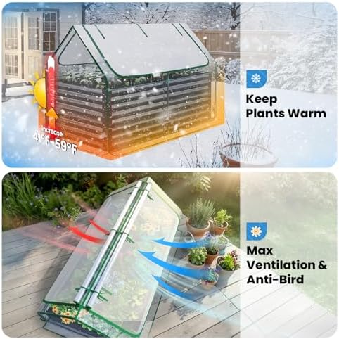 Quictent Raised Garden Bed with Cover Galvanized Planter Box 6x3x2ft