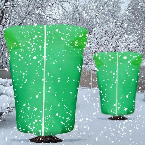 4 Pcs Plant Covers Frost Protection Bag 71"X47" Winter Reusable Plants Jacket with Zipper Drawstring Large Plant Protection Wraps Bags Frost Blanket for Winter Outdoor Garden Plants