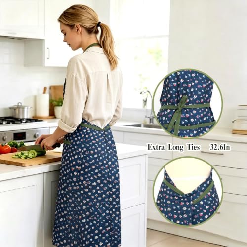 Women's Vintage Floral Kitchen Apron for Cooking & Gardening
