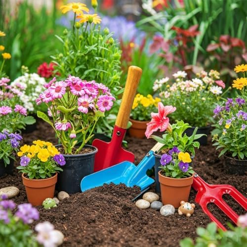 Gardening Tools Trowel, Rake, Shovel, Spoon, Fork for Kids Gardening Tools Best Outdoor Beach Sand Sandbox Toys for Kids Gift