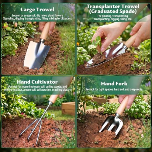 Gardening Tool Set with Storage Tote Bag, Garden Tools