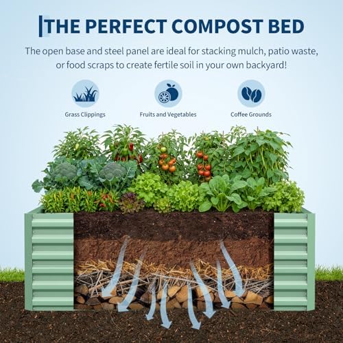 Garvee 2PCS 6x3x2ft Galvanized Raised Garden Bed, Outdoor Planter Box