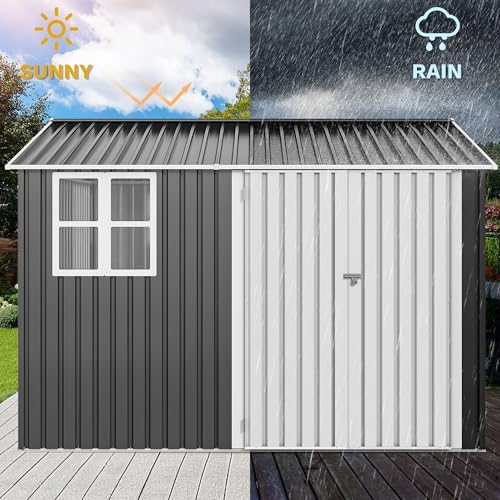 DWVO 10' x 8' Outdoor Storage Shed with Window and Lockable Doors