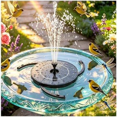 AISITIN Solar Fountain Pump Built-in 1000mAh Battery with 7 Nozzles Styles