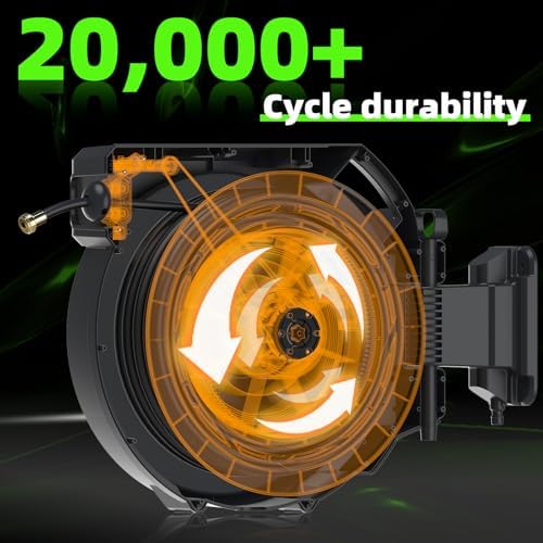Retractable Garden Hose Reel 1/2 in x130 ft， Wall Mounted Hose Reel