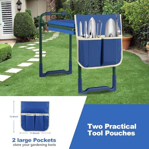 sancat Garden Kneeler, Thicker and Wider Kneeling Pad, Steel Seat Frame