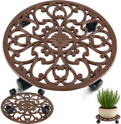 1 Pack 14 In Rolling Plant Stand with Wheels Metal Plant Caddy with Wheels