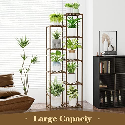 Bamworld 62 " Tall Plant Stand for Indoor Plants Outdoor Corner Plant Shelf