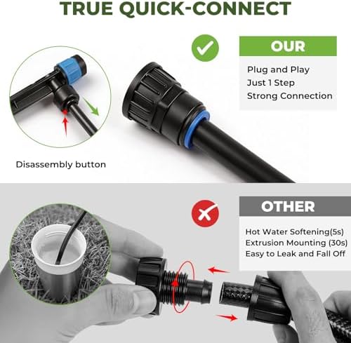 100FT Drip Irrigation System Kit, Quick Connect Garden Watering System, Easy Install Drip Irrigation Kit with 1/2" & 1/4" Tubing, Adjustable Emitters for Garden, Raised Beds, Greenhouse