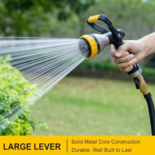 FANHAO Fireman Style Garden Hose Nozzle Heavy Duty Metal, 8 Spray Patterns