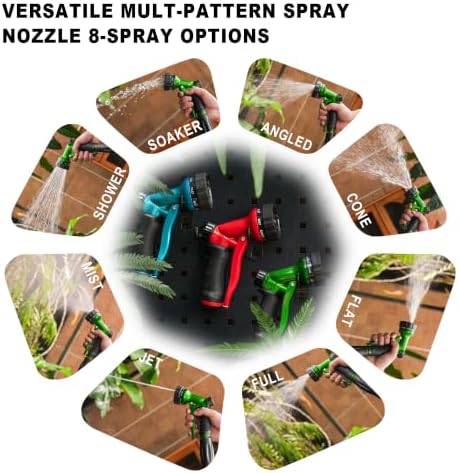 Hugedawn 2 Pack Garden Hose Nozzle, 8-Pattern Front Trigger Metal Nozzle