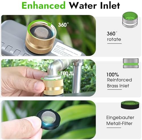 Insoma Water Timer with Brass Inlet, 3 Independent Zones Outdoor Hose Timer for Garden Faucet with Auto/Manual/Rain Delay Mode, IPX5 Waterproof, Sprinkler Irrigation Controller for Yard Lawn