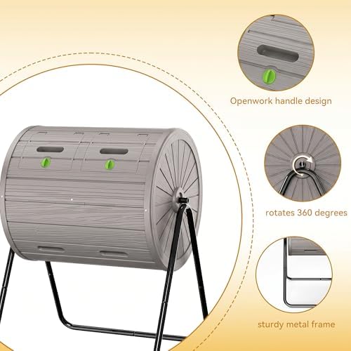 Compost Bin Outdoor 37.5 Gallon Gray