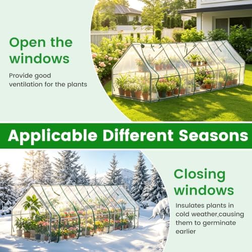 Mini Greenhouses for Outdoors Portable Greenhouse Tent 106"x36"x36" Zippered Doors & Roll-up Windows, Water Resistant, UV Protected for Outdoor Flowers, Vegetables, Green