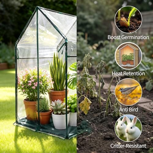 Mini Greenhouse 36"x36"x58.5" Plant Cover Tent Seed Starting Waterproof Floor Mat Small Plant Tent for Use on Patio Balcony Porch & Indoors/Outdoors