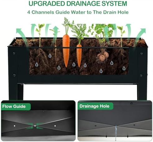 31.5" Tall Elevated Mobile Raised Garden Bed with Wheels and Shelf
