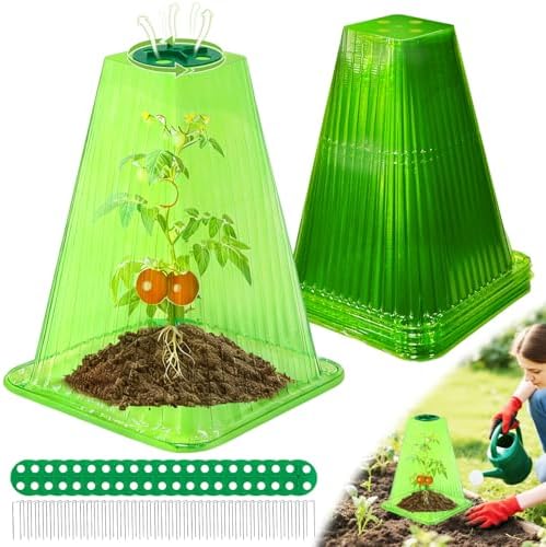20 Pack Garden Cloches for Plants with 40 Ground Stakes and Rotary Vent