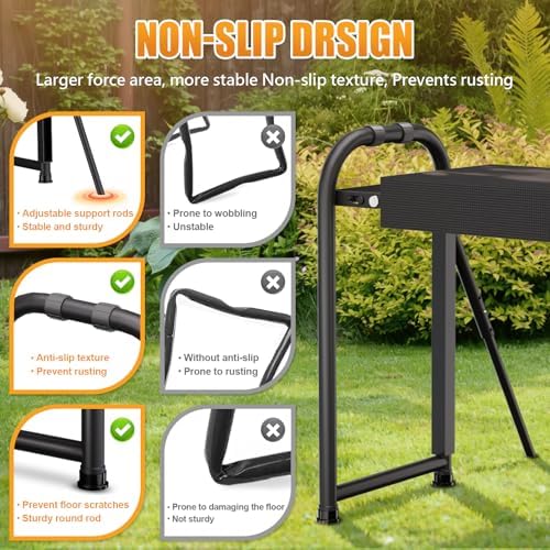 seasky Foldable Garden Kneeler and Seat, Anti-Tipping Gardening Bench Widened Thick Soft Kneeling Pad, Heavy Duty Gardening Stool with Tool Bag,Gardening Gift for Women