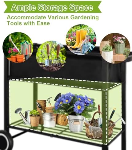 Raised Garden Bed with Legs Outdoor Elevated Planter Box with Wheel
