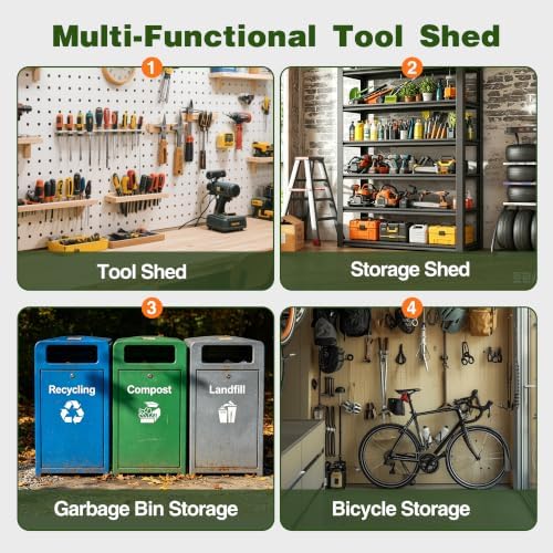 14 x 12 FT Outdoor Storage Shed, Heavy-Duty Galvanized Steel Tool Shed with Reinforced Frame, Lockable Double Door & Side Vents for Backyard Large Equipment, Dark Gray