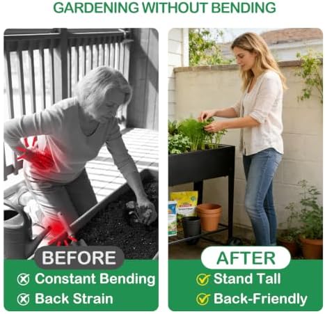 2-Pack 32" Tall Elevated Raised Garden Bed with Wheels and Shelf
