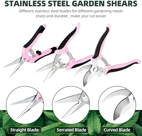 3 Pack Garden Pruning Shears Scissors Clippers Stainless Steel(Pink)