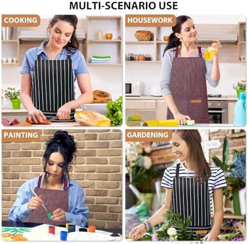 VALOME 2 Pack Kitchen Aprons with Pockets, Cooking Chef Apron for Men Women