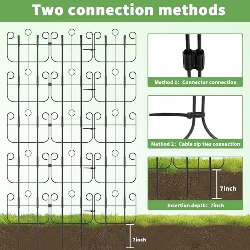 Garden Trellis for Climbing Plants, Outdoor Rustproof Heavy Duty Plant Climber Support for Flowers, Vine, Cucumbers, Expandable Height & Width, No Dig Decorative Garden Fence Panels