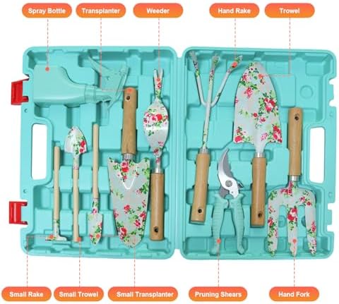 WANCHI Garden Sets Gift for Women,Mom,Grandma,Gardening Tools,Light Green