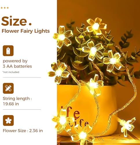 Bamworld Plant Stand Indoor with Flower Fairy Lights Battery Plant Shelf