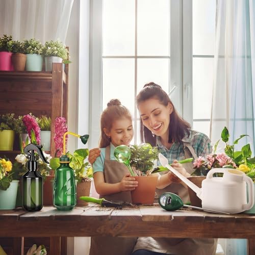 Reallnaive 6-piece Indoor Watering Can Set – 1 Gal Can, 6.8 oz Spray, 15 oz Squeeze, Plant Watering Globes & Soil Moisture Meter, Indoor & Outdoor Plant Care(White)