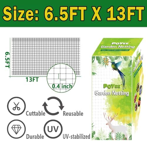 POYEE Bird Netting, 6.5x13FT Heavy Duty Garden Netting