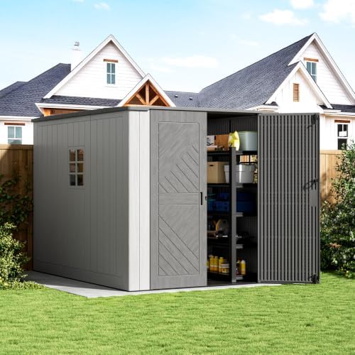 KINYING 6x9 FT Outdoor Storage Shed,Resin Outdoor Sheds with Floor
